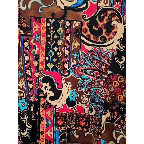 TOP-JACKET-JOAN RIVERS-Brown-Blue-Red-3/4 Length Sleeves-Size X-SMALL - Picture 7 of 16